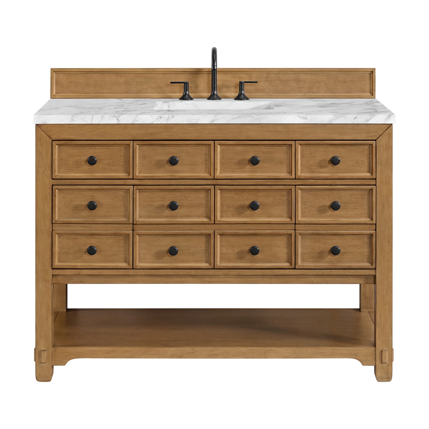 James Martin Vanities Malibu 48" Amber Birch Single Vanity With 3 cm Carrara White Marble Top