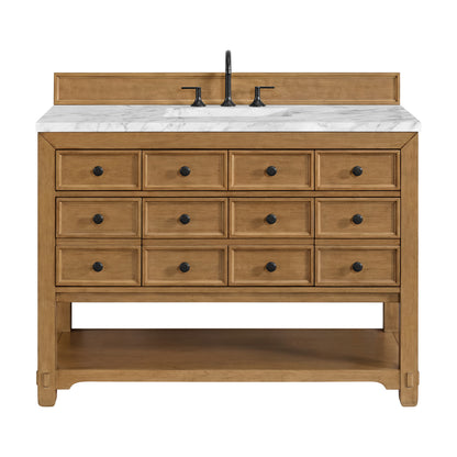 James Martin Vanities Malibu 48" Amber Birch Single Vanity With 3 cm Carrara White Marble Top