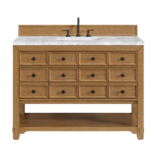 James Martin Vanities Malibu 48" Amber Birch Single Vanity With 3 cm Carrara White Marble Top