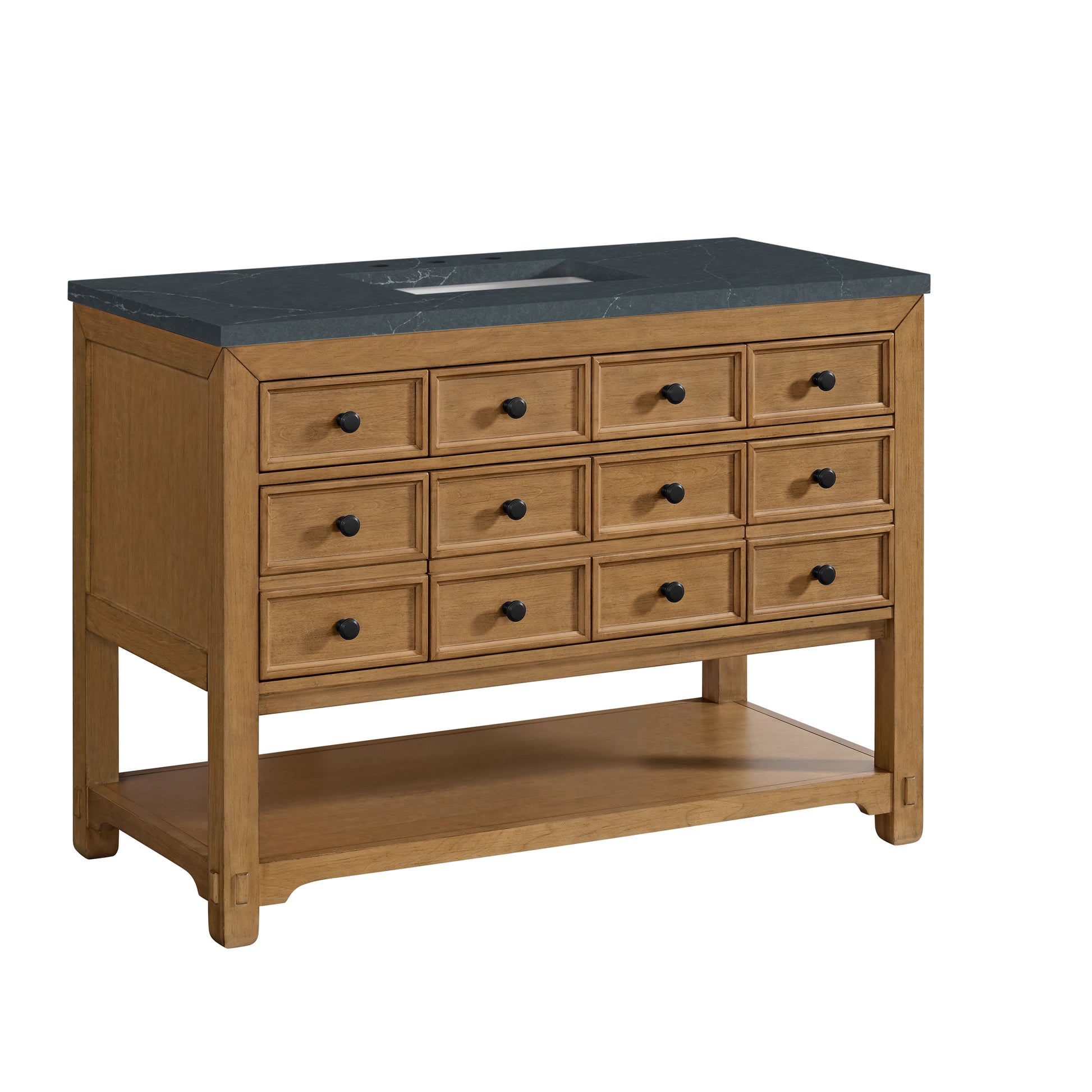 James Martin Vanities Malibu 48" Amber Birch Single Vanity With 3 cm Charcoal Soapstone Quartz Top