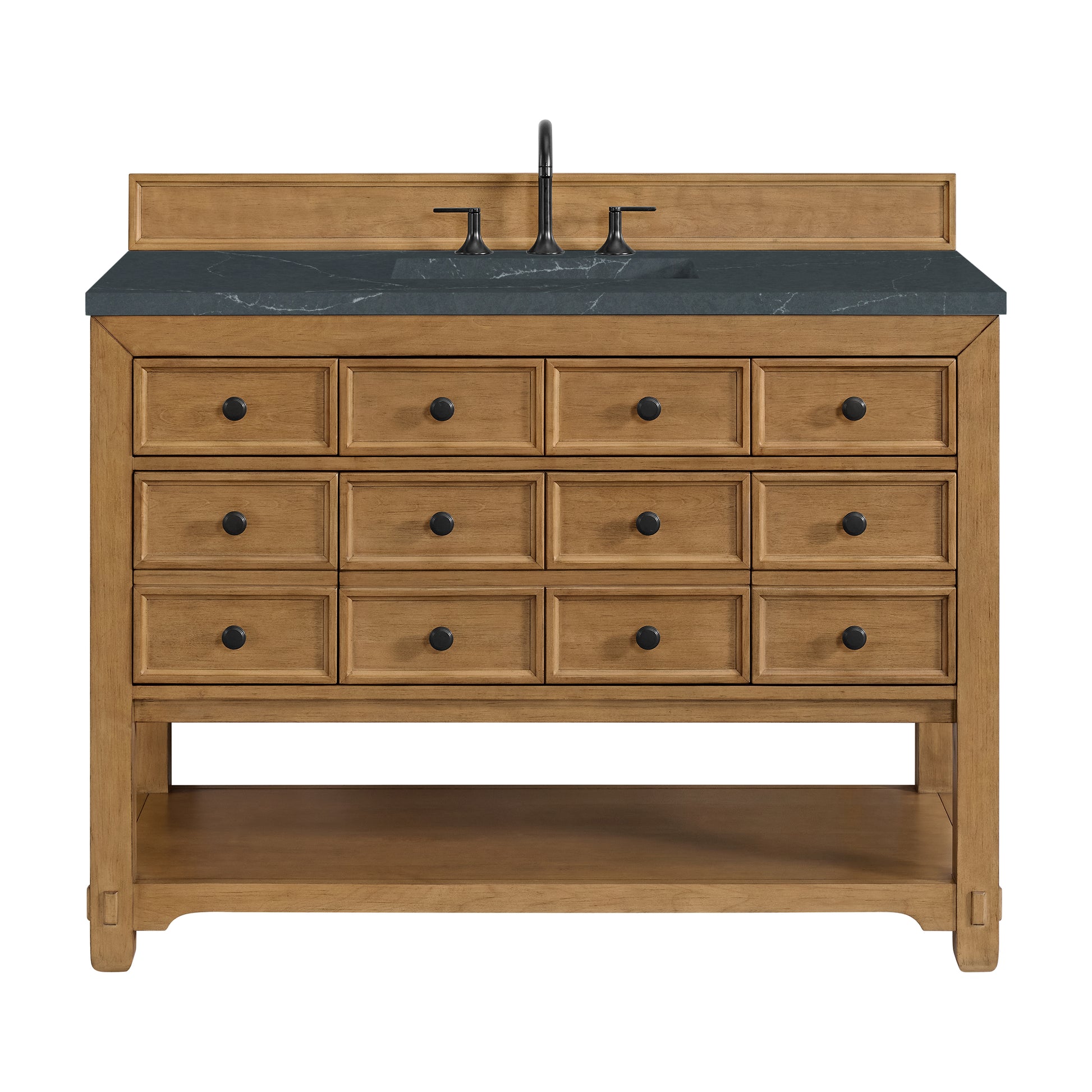James Martin Vanities Malibu 48" Amber Birch Single Vanity With 3 cm Charcoal Soapstone Quartz Top