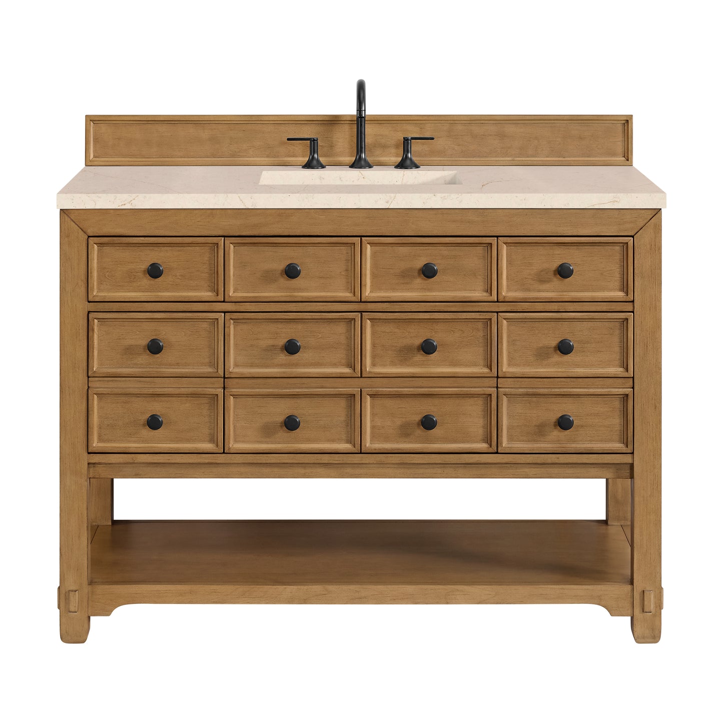 James Martin Vanities Malibu 48" Amber Birch Single Vanity With 3 cm Eternal Marfil Quartz Top