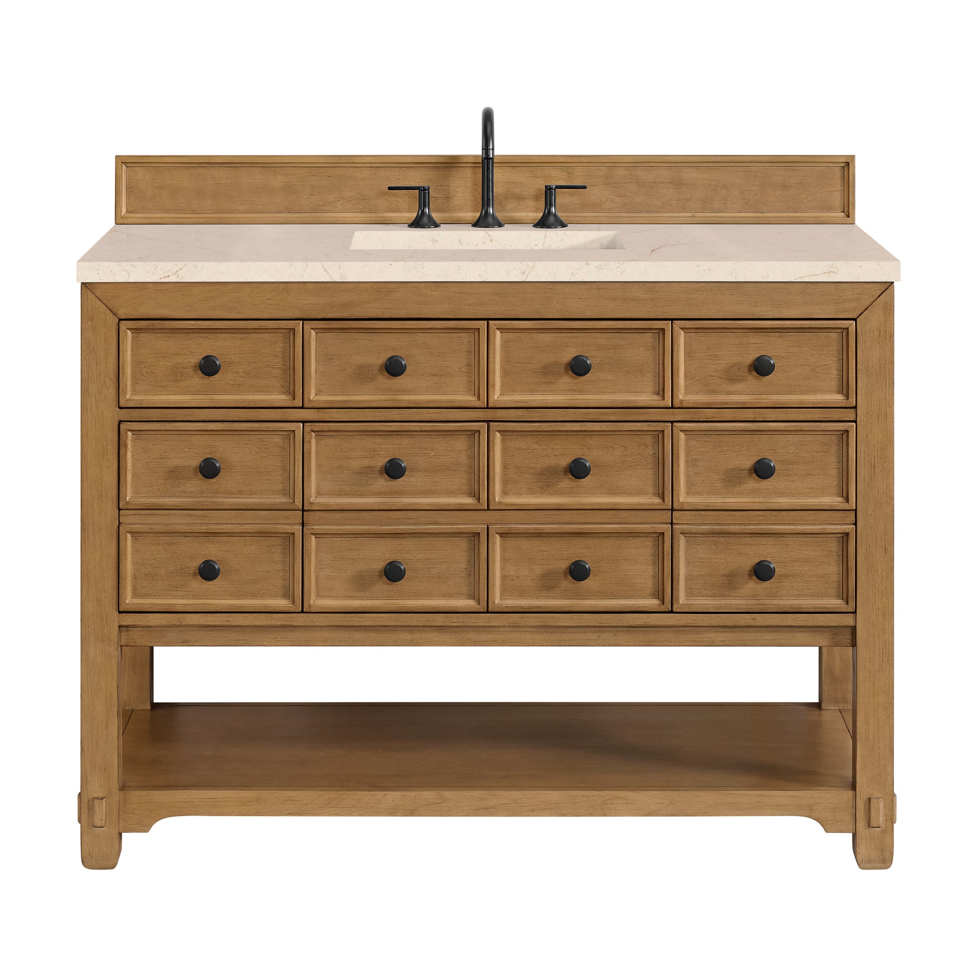 James Martin Vanities Malibu 48" Amber Birch Single Vanity With 3 cm Eternal Marfil Quartz Top