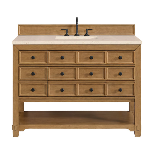 James Martin Vanities Malibu 48" Amber Birch Single Vanity With 3 cm Eternal Marfil Quartz Top