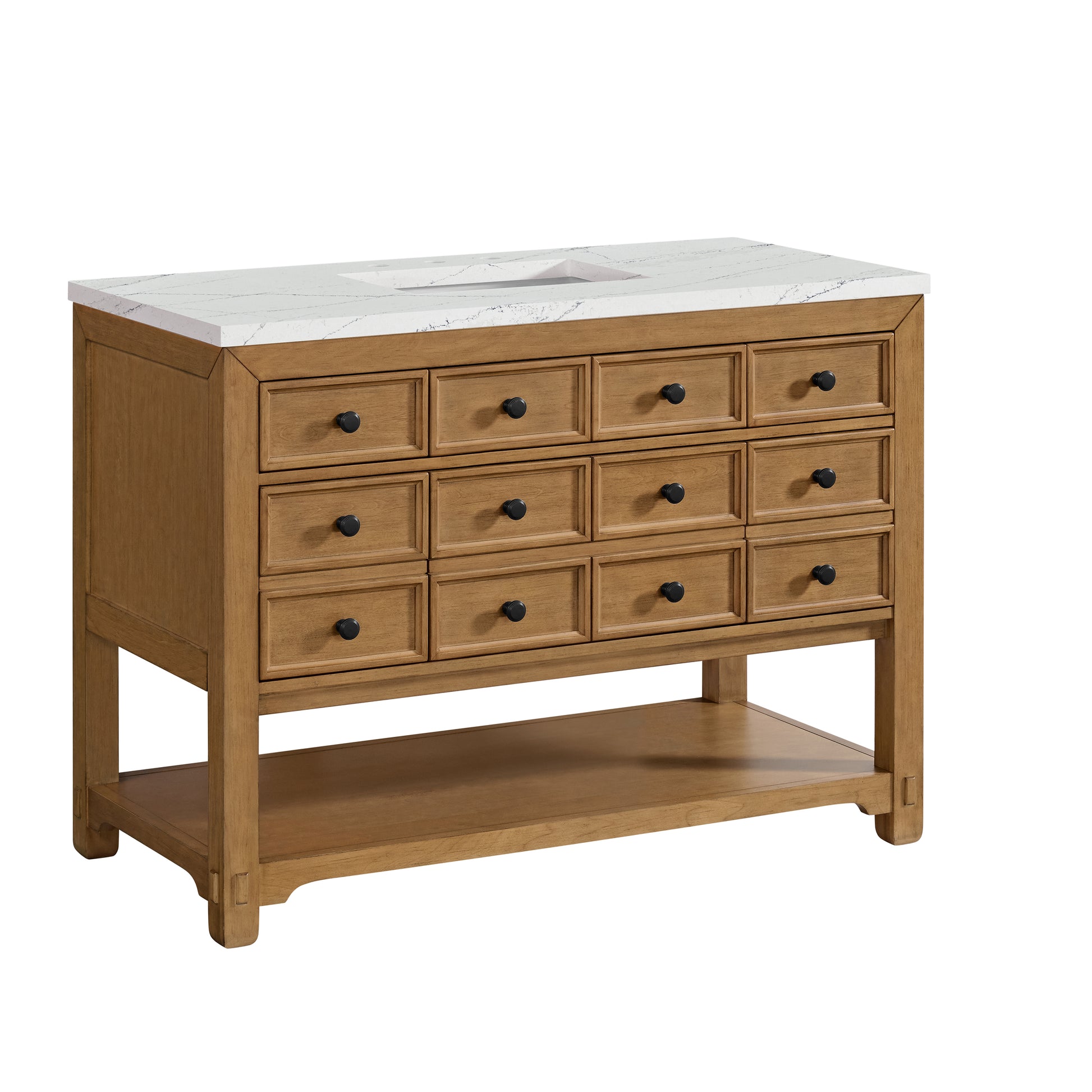 James Martin Vanities Malibu 48" Amber Birch Single Vanity With 3 cm Ethereal Noctis Quartz Top