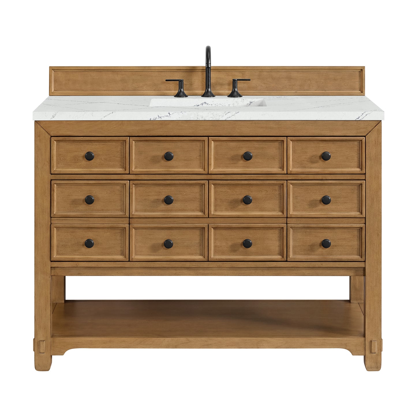 James Martin Vanities Malibu 48" Amber Birch Single Vanity With 3 cm Ethereal Noctis Quartz Top