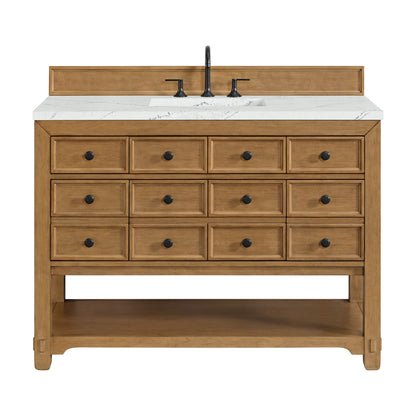James Martin Vanities Malibu 48" Amber Birch Single Vanity With 3 cm Ethereal Noctis Quartz Top
