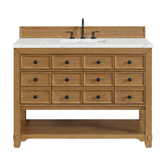 James Martin Vanities Malibu 48" Amber Birch Single Vanity With 3 cm Ethereal Noctis Quartz Top