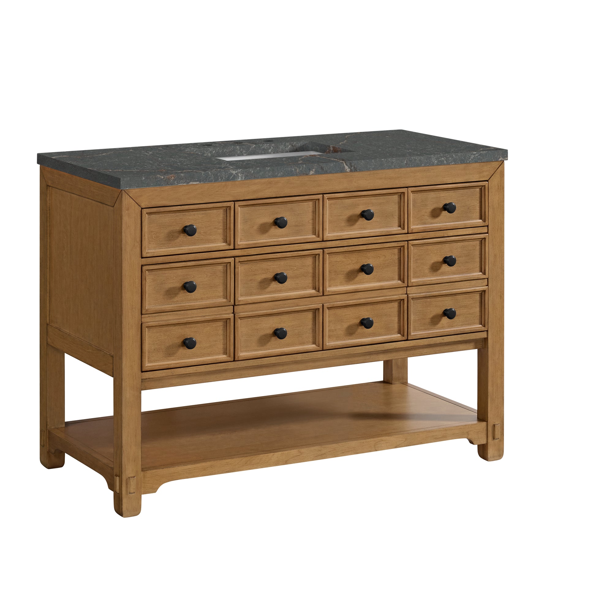 James Martin Vanities Malibu 48" Amber Birch Single Vanity With 3 cm Parisien Bleu Quartz Top