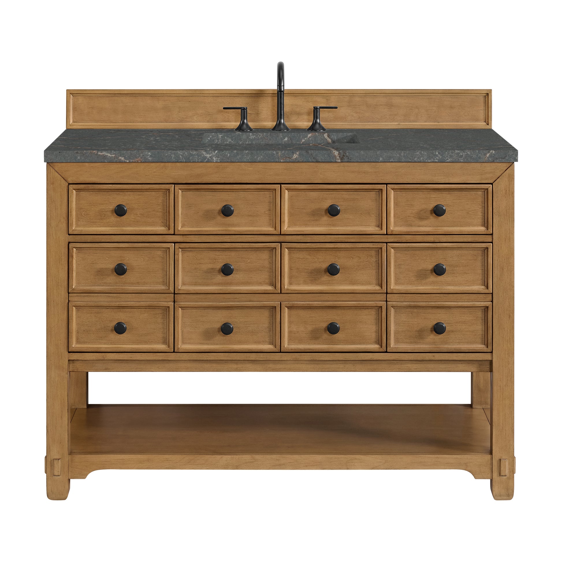 James Martin Vanities Malibu 48" Amber Birch Single Vanity With 3 cm Parisien Bleu Quartz Top