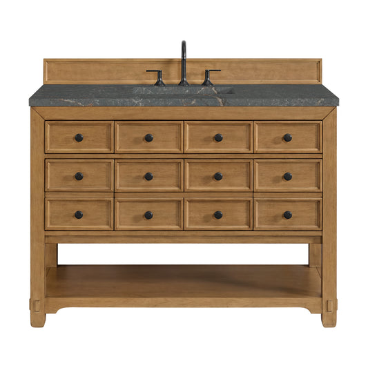 James Martin Vanities Malibu 48" Amber Birch Single Vanity With 3 cm Parisien Bleu Quartz Top