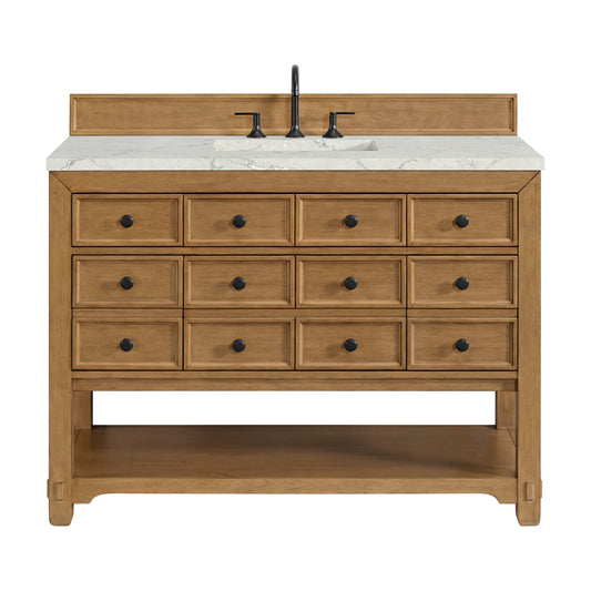 James Martin Vanities Malibu 48" Amber Birch Single Vanity With 3 cm Victorian Silver Quartz Top