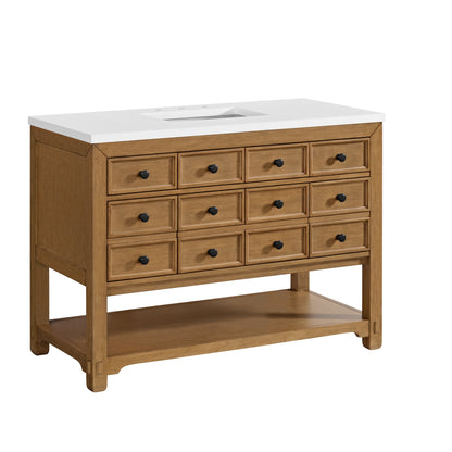 James Martin Vanities Malibu 48" Amber Birch Single Vanity With 3 cm White Zeus Quartz Top