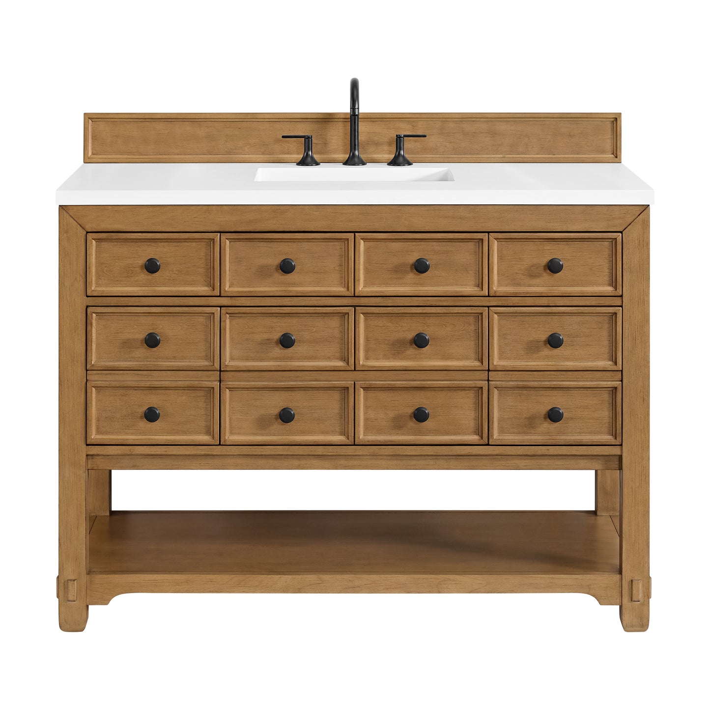 James Martin Vanities Malibu 48" Amber Birch Single Vanity With 3 cm White Zeus Quartz Top