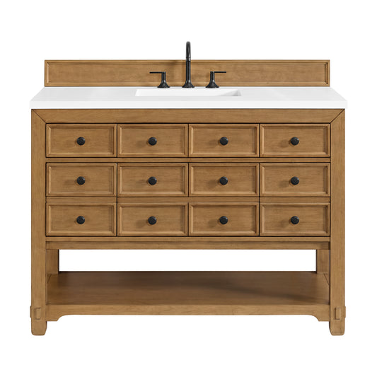 James Martin Vanities Malibu 48" Amber Birch Single Vanity With 3 cm White Zeus Quartz Top