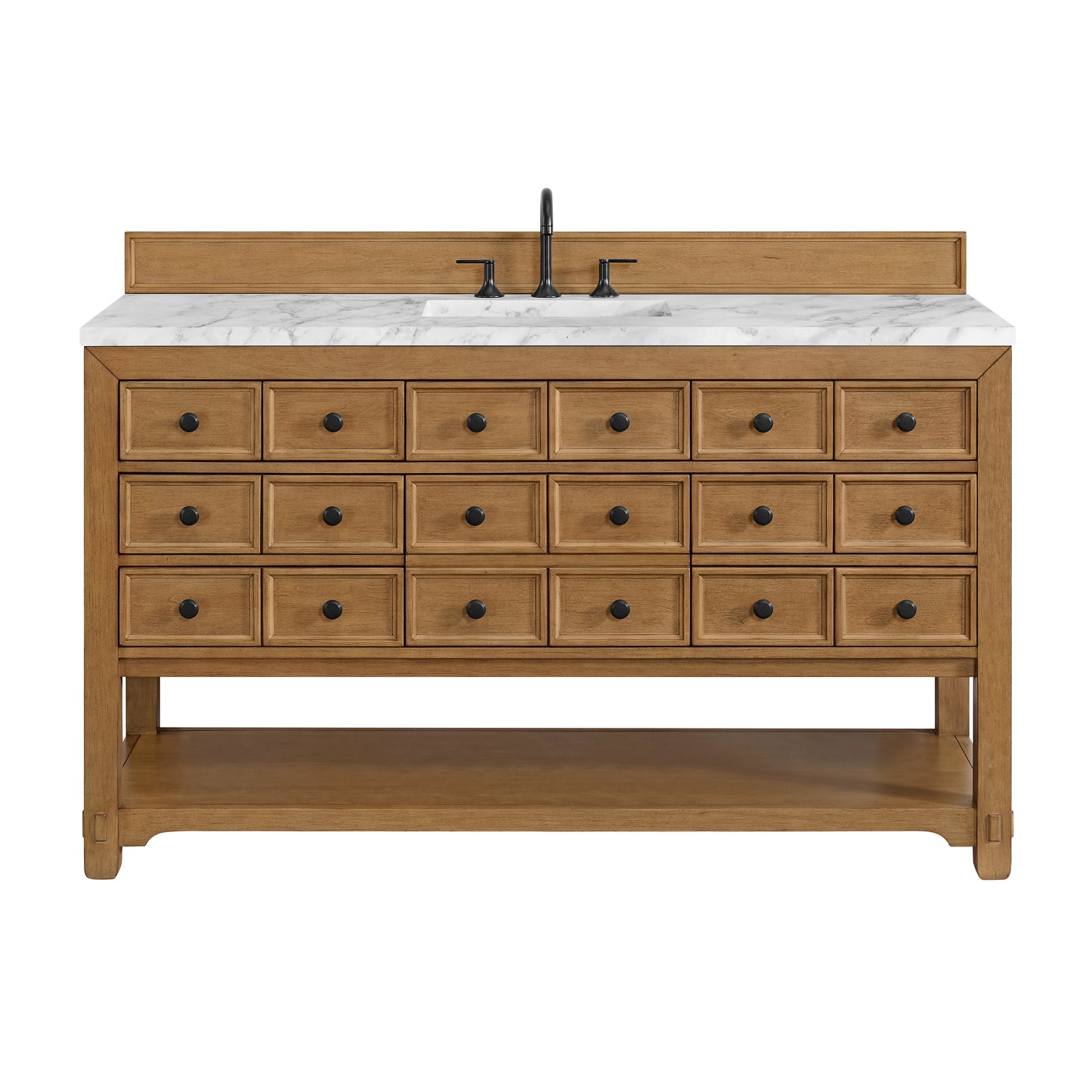 James Martin Vanities Malibu 60" Amber Birch Single Vanity With 3 cm Carrara Marble Top