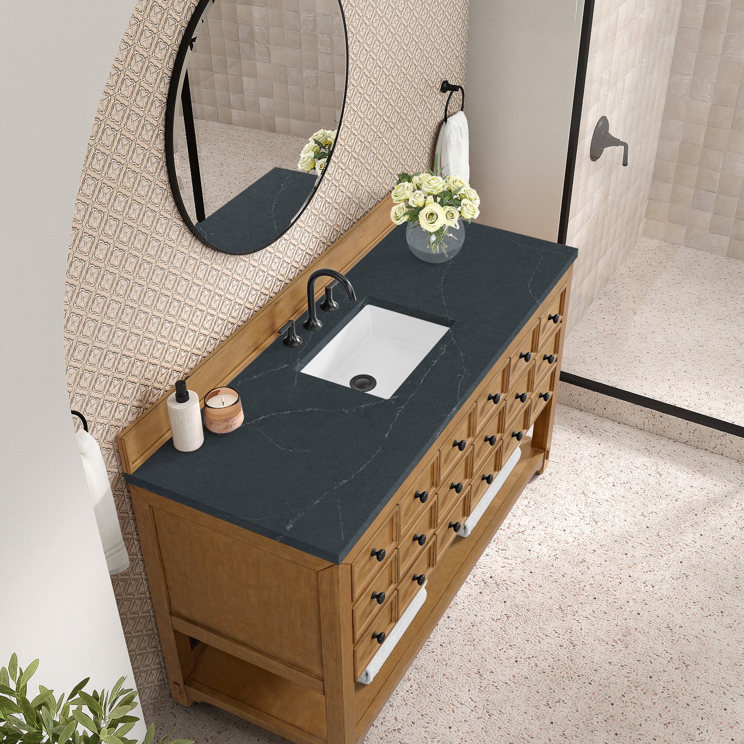 James Martin Vanities Malibu 60" Amber Birch Single Vanity With 3 cm Charcoal Soapstone Top