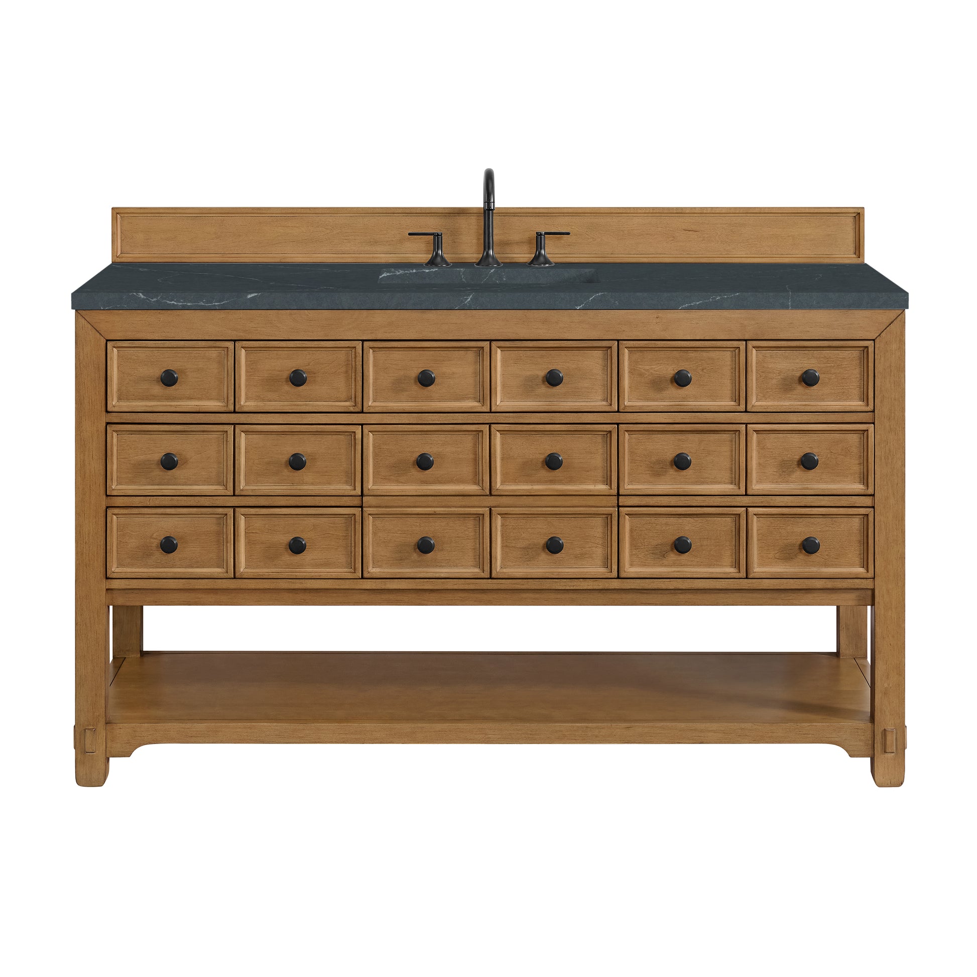 James Martin Vanities Malibu 60" Amber Birch Single Vanity With 3 cm Charcoal Soapstone Top