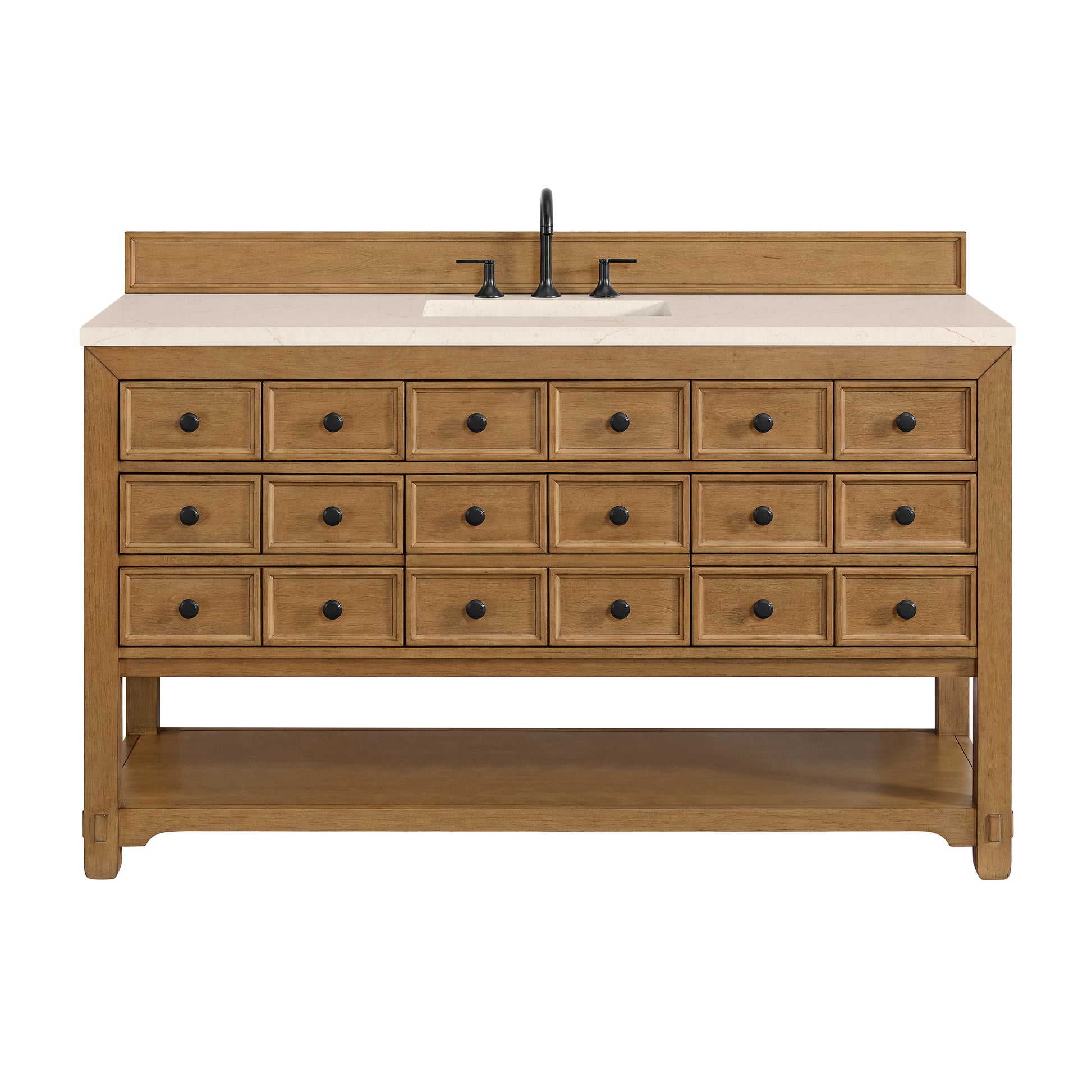 James Martin Vanities Malibu 60" Amber Birch Single Vanity With 3 cm Eternal Marfil Top