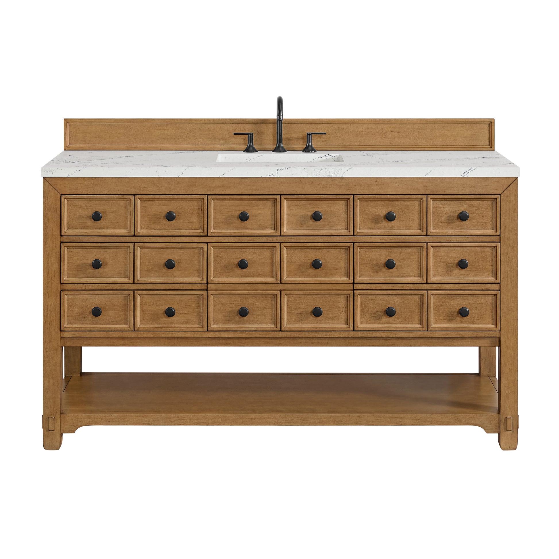 James Martin Vanities Malibu 60" Amber Birch Single Vanity With 3 cm Ethereal Noctis Top