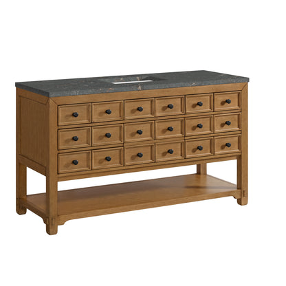 James Martin Vanities Malibu 60" Amber Birch Single Vanity With 3 cm Parisien Bleu Top