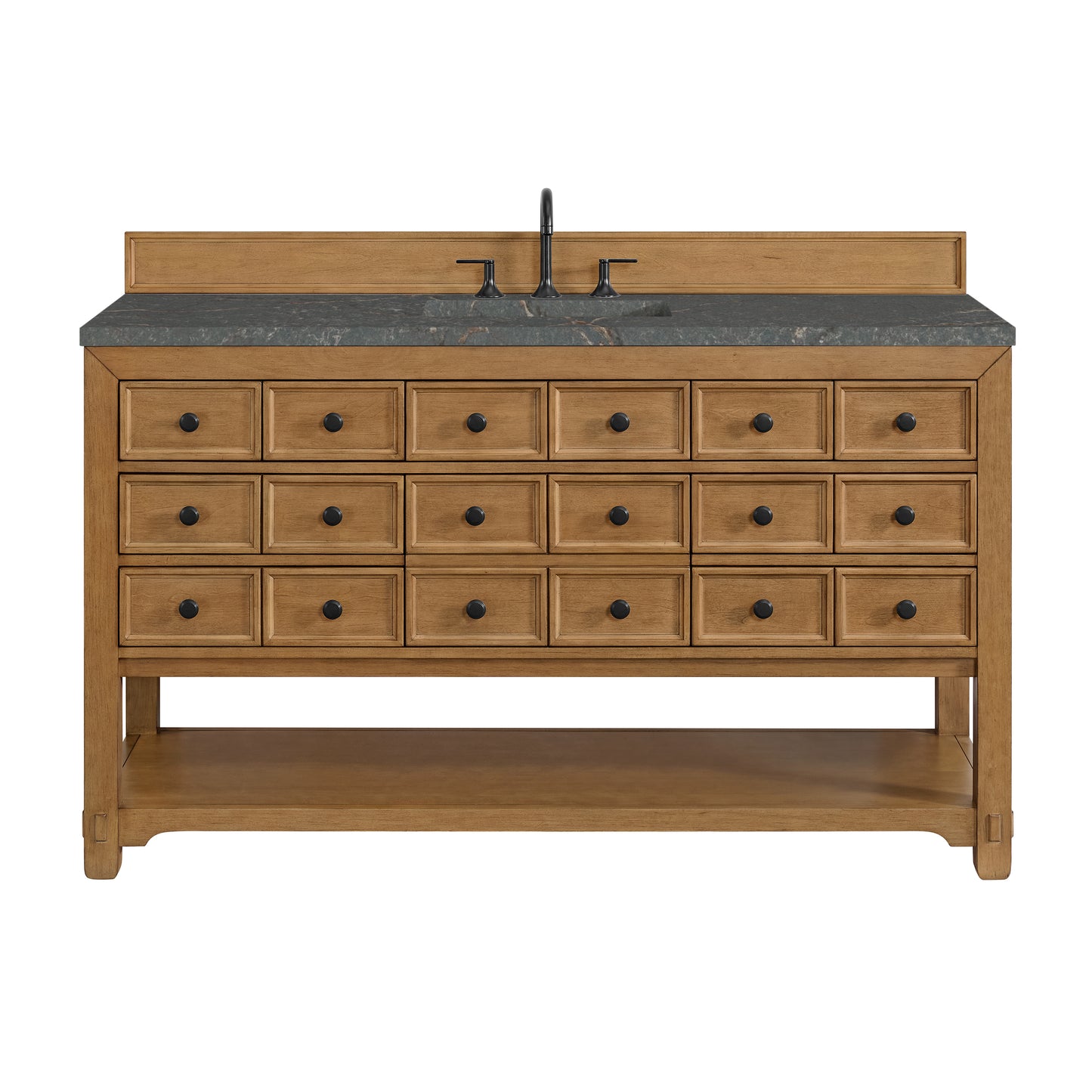 James Martin Vanities Malibu 60" Amber Birch Single Vanity With 3 cm Parisien Bleu Top