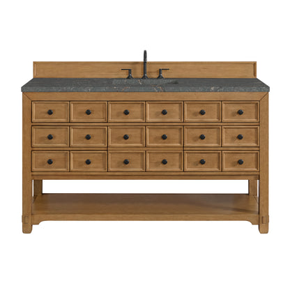 James Martin Vanities Malibu 60" Amber Birch Single Vanity With 3 cm Parisien Bleu Top