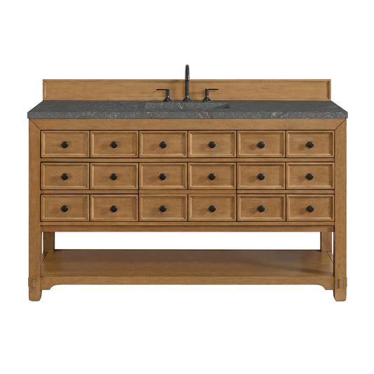 James Martin Vanities Malibu 60" Amber Birch Single Vanity With 3 cm Parisien Bleu Top