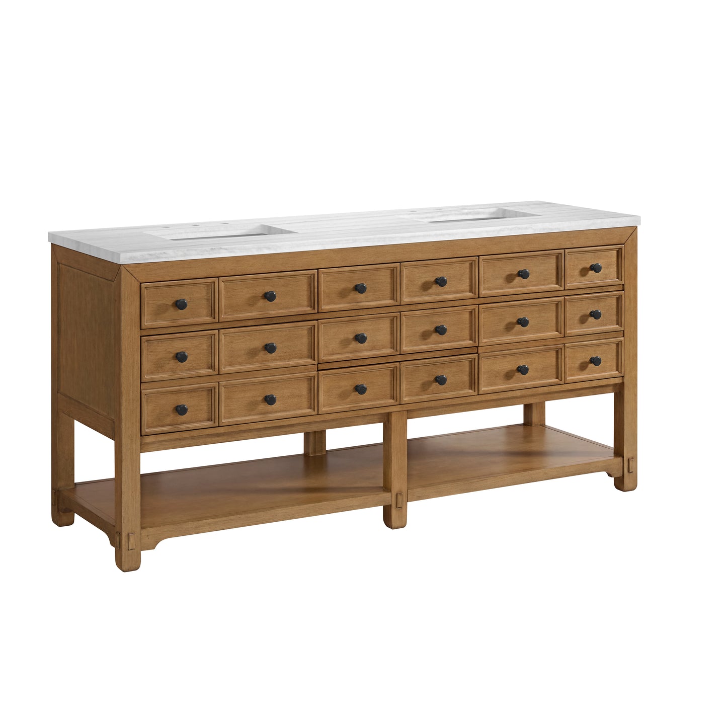 James Martin Vanities Malibu 72" Amber Birch Double Vanity With 3 cm Arctic Fall Top