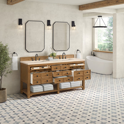 James Martin Vanities Malibu 72" Amber Birch Double Vanity With 3 cm Eternal Marfil Top