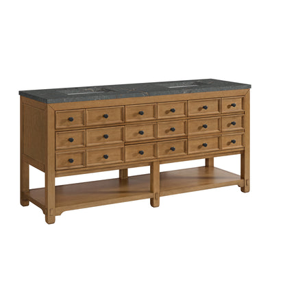 James Martin Vanities Malibu 72" Amber Birch Double Vanity With 3 cm Parisien Bleu Top