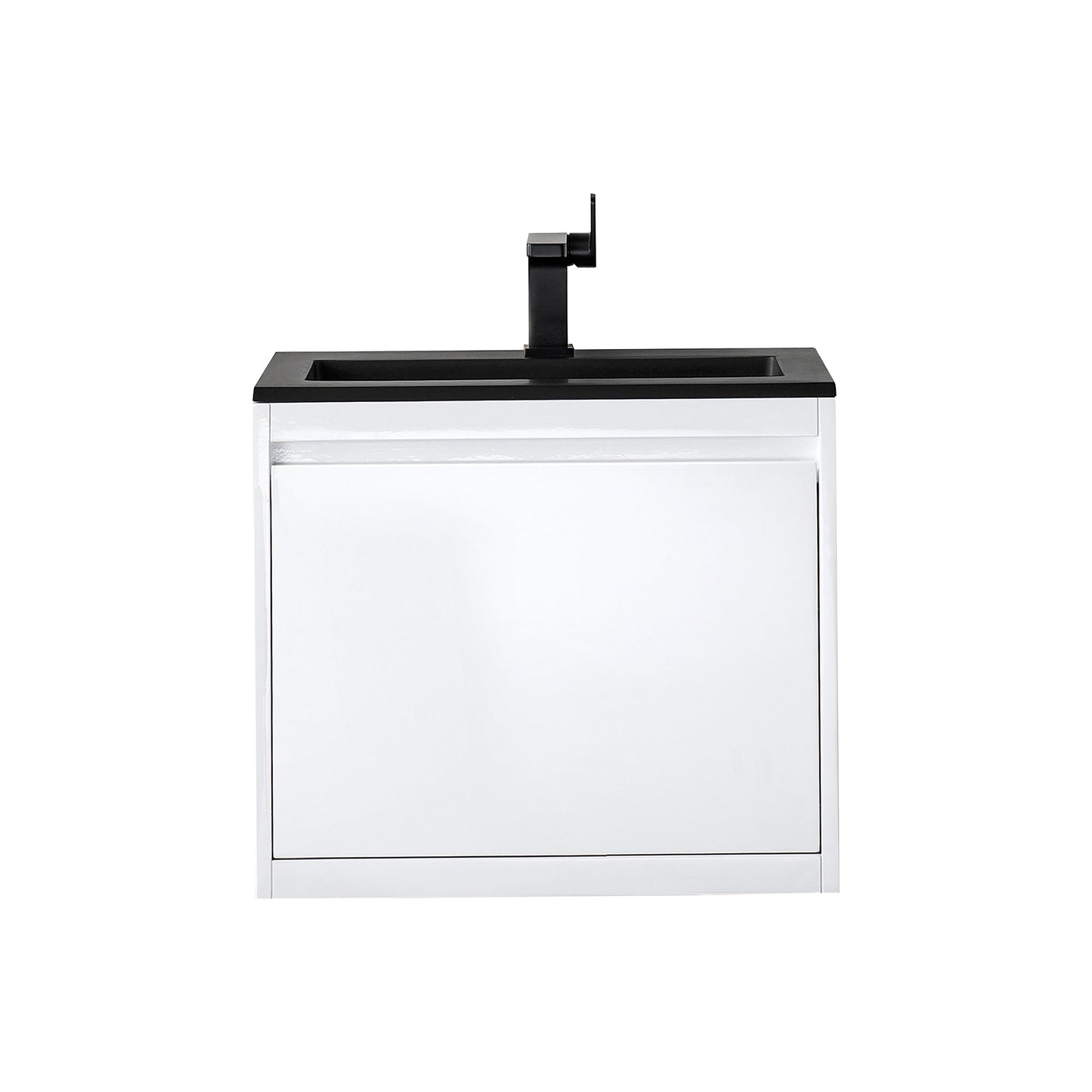 James Martin Vanities Mantova 23.6" Glossy White Single Vanity With Charcoal Black Composite Stone Top