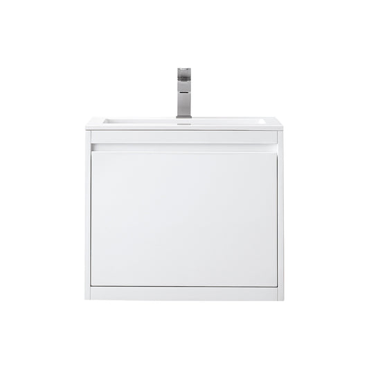 James Martin Vanities Mantova 23.6" Glossy White Single Vanity With Glossy White Composite Stone Top