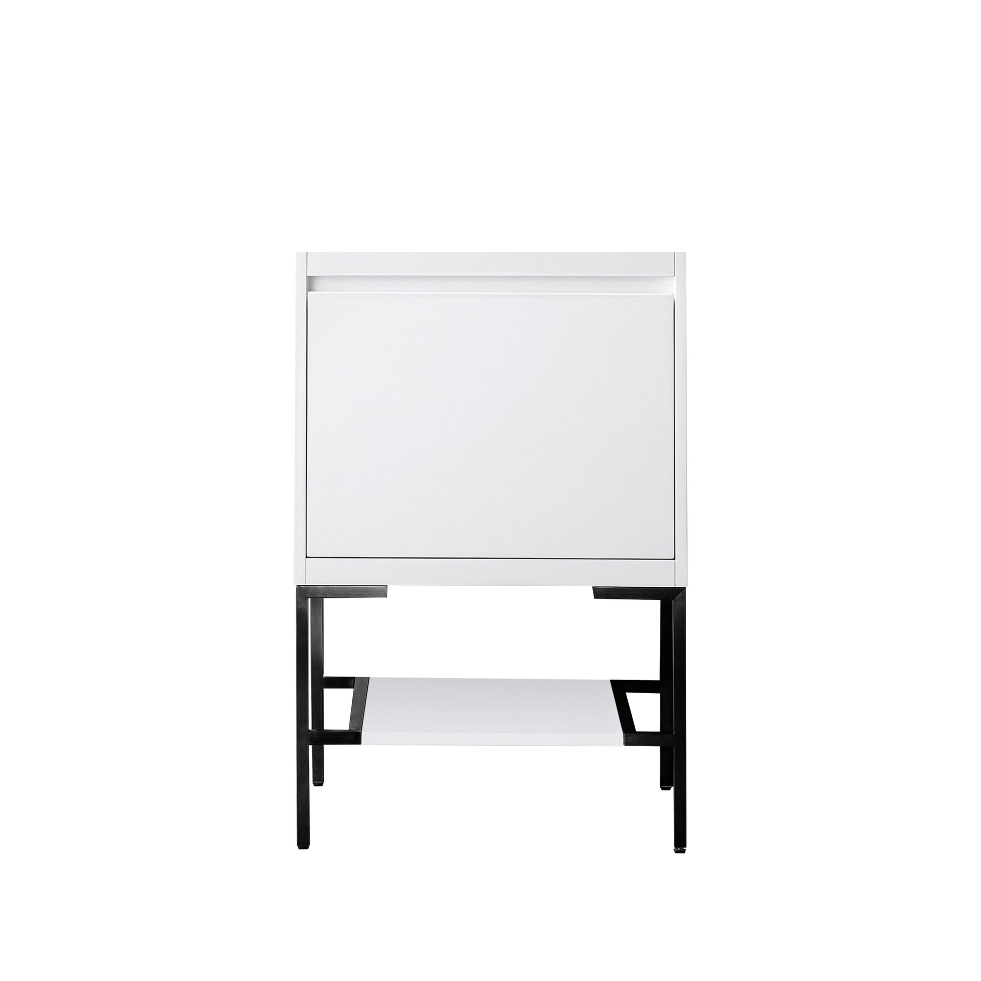 James Martin Vanities Mantova 23.6" Glossy White and Matte Black Base Single Vanity Cabinet