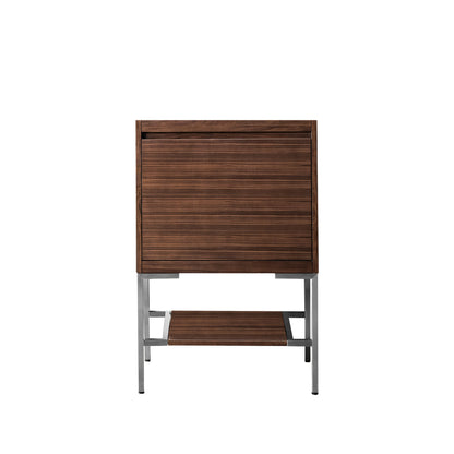 James Martin Vanities Mantova 23.6" Mid-Century Walnut and Brushed Nickel Base Single Vanity Cabinet