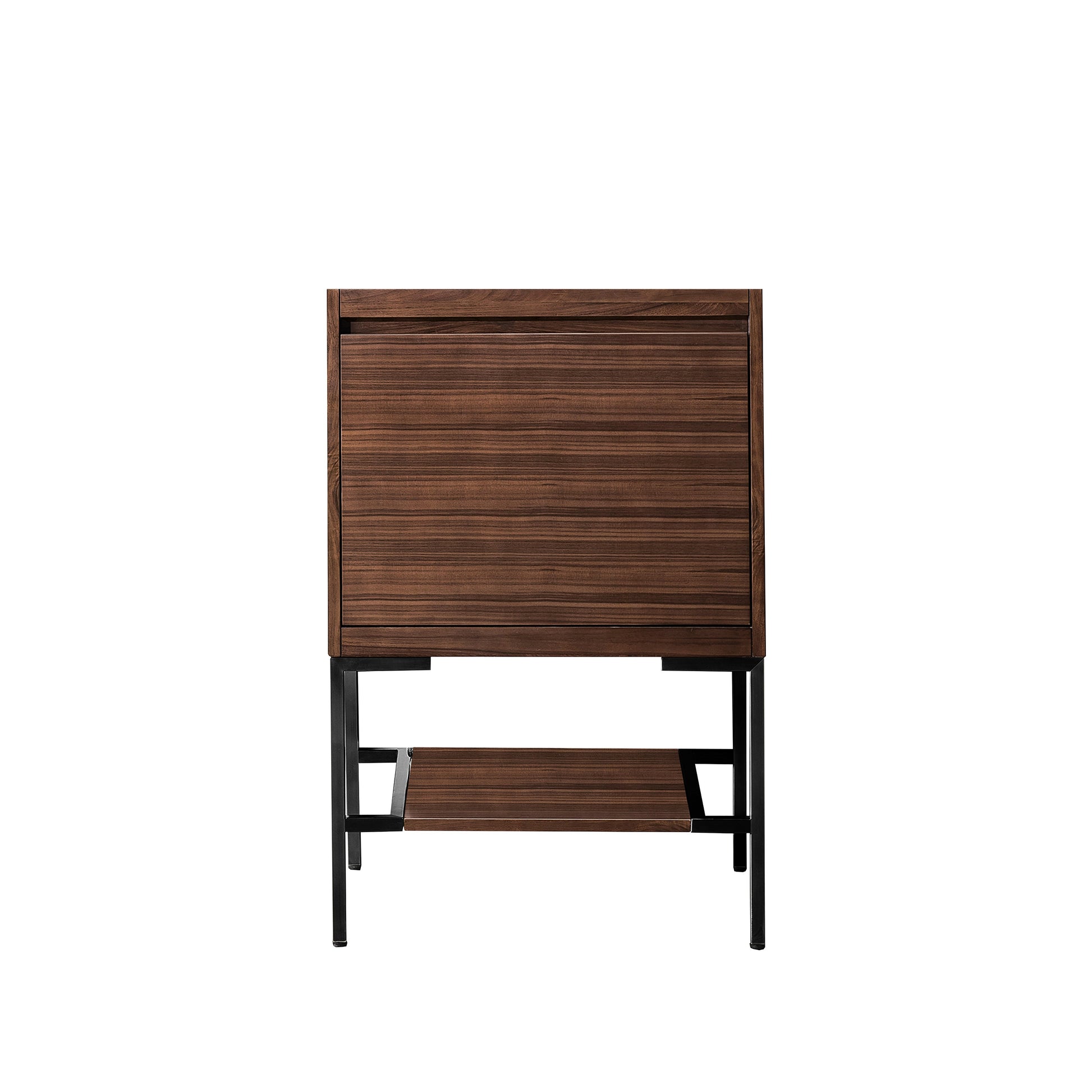 James Martin Vanities Mantova 23.6" Mid-Century Walnut and Matte Black Base Single Vanity Cabinet