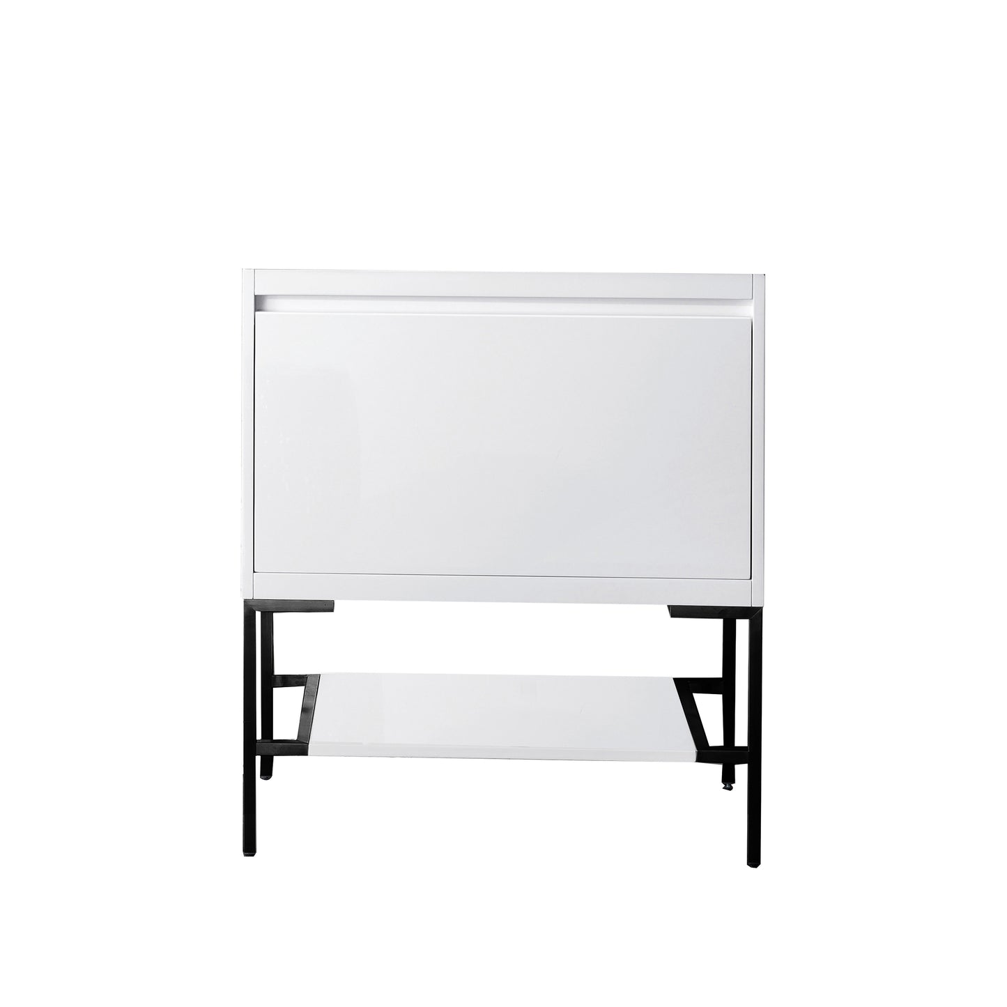 James Martin Vanities Mantova 31.5" Glossy White and Matte Black Base Single Vanity Cabinet