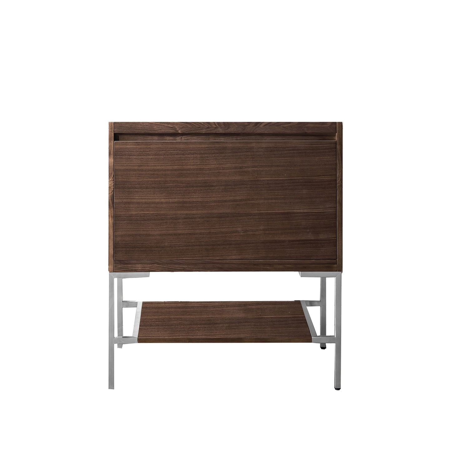 James Martin Vanities Mantova 31.5" Mid-Century Walnut and Brushed Nickel Base Single Vanity Cabinet