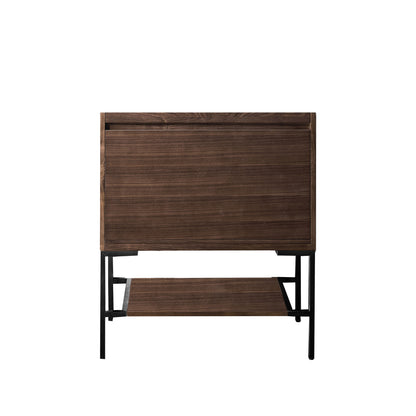 James Martin Vanities Mantova 31.5" Mid-Century Walnut and Matte Black Base Single Vanity Cabinet