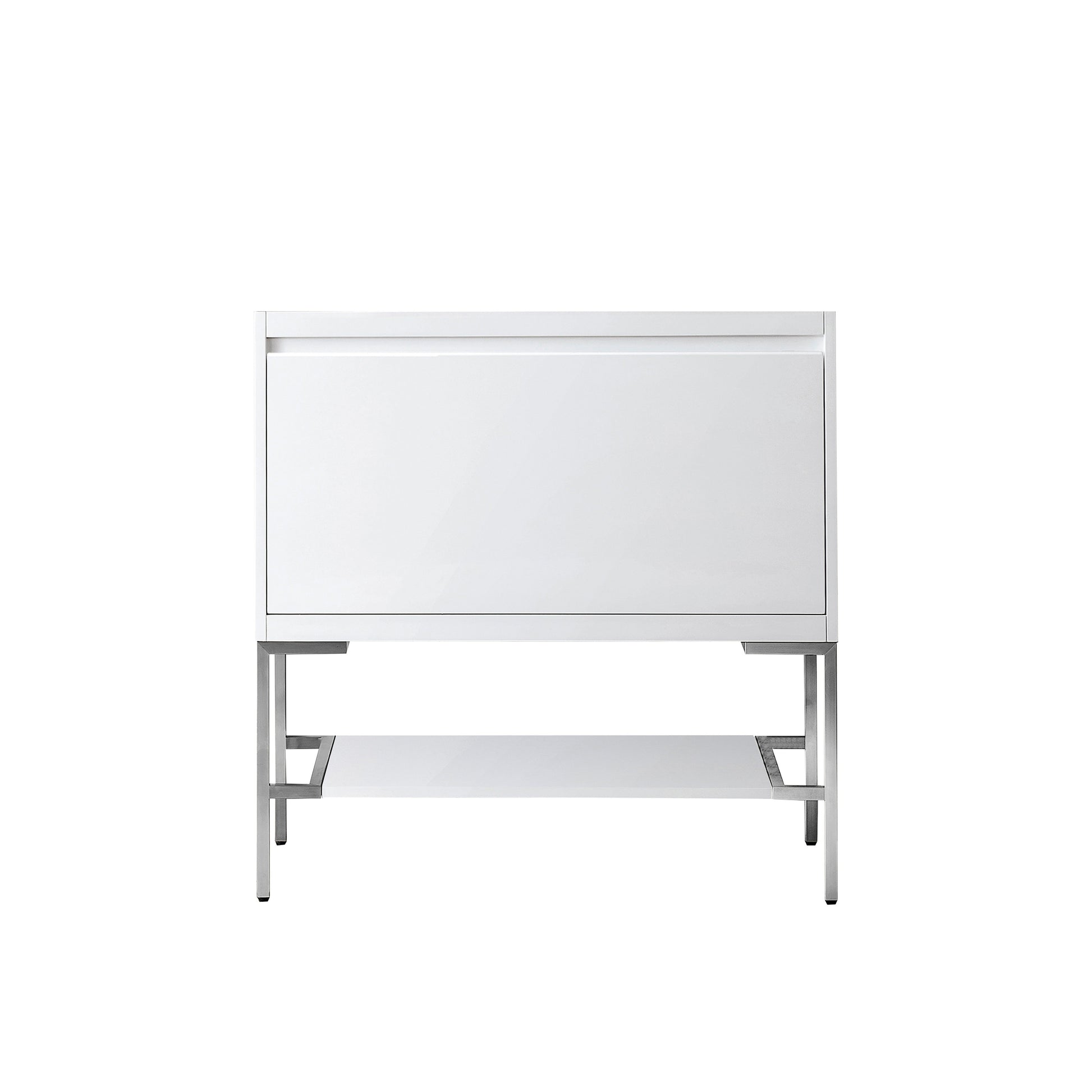 James Martin Vanities Mantova 35.4" Glossy White and Brushed Nickel Base Single Vanity Cabinet