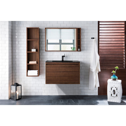 James Martin Vanities Mantova 35.4" Mid-Century Walnut Single Vanity With Charcoal Black Composite Stone Top