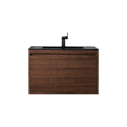 James Martin Vanities Mantova 35.4" Mid-Century Walnut Single Vanity With Charcoal Black Composite Stone Top