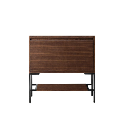 James Martin Vanities Mantova 35.4" Mid-Century Walnut and Matte Black Base Single Vanity Cabinet