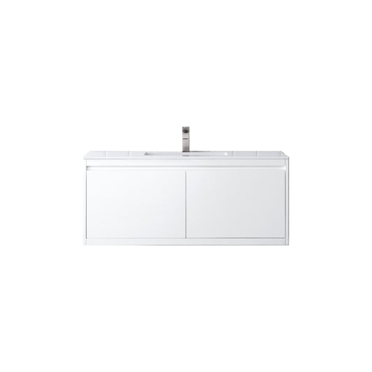 James Martin Vanities Mantova 47.3" Glossy White Single Vanity With Glossy White Composite Stone Top