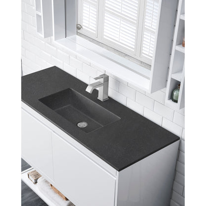 James Martin Vanities Mantova 47.3" Glossy White and Brushed Nickel Base Single Vanity With Charcoal Black Composite Stone Top