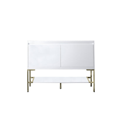 James Martin Vanities Mantova 47.3" Glossy White and Champagne Brass Base Single Vanity Cabinet