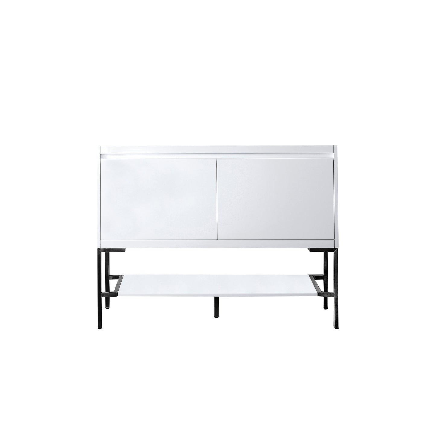 James Martin Vanities Mantova 47.3" Glossy White and Matte Black Base Single Vanity Cabinet