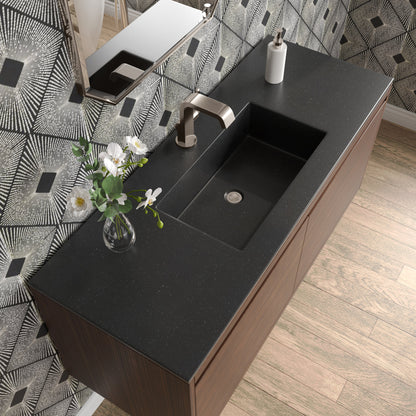 James Martin Vanities Mantova 47.3" Mid-Century Walnut Single Vanity With Charcoal Black Composite Stone Top