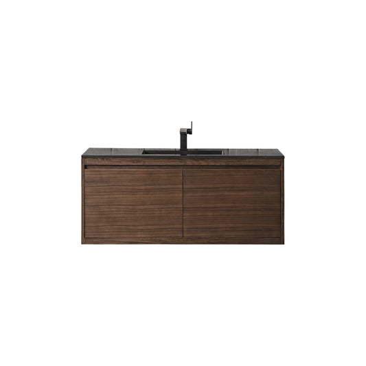 James Martin Vanities Mantova 47.3" Mid-Century Walnut Single Vanity With Charcoal Black Composite Stone Top