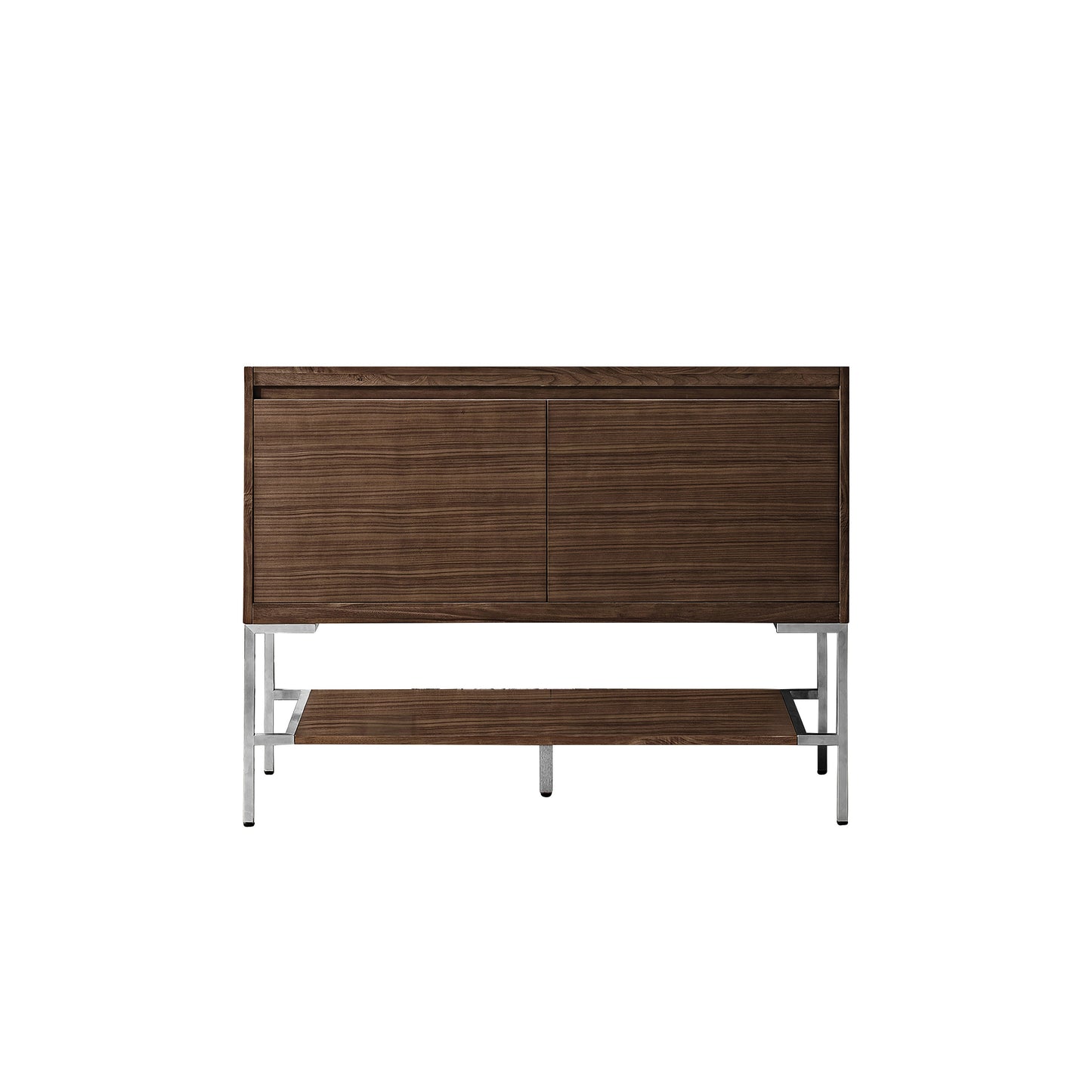 James Martin Vanities Mantova 47.3" Mid-Century Walnut and Brushed Nickel Base Single Vanity Cabinet